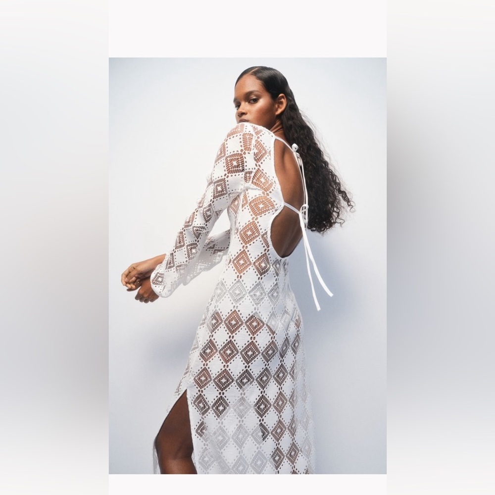 H&M OPEN-BACKED CROCHET LOOK DRESS